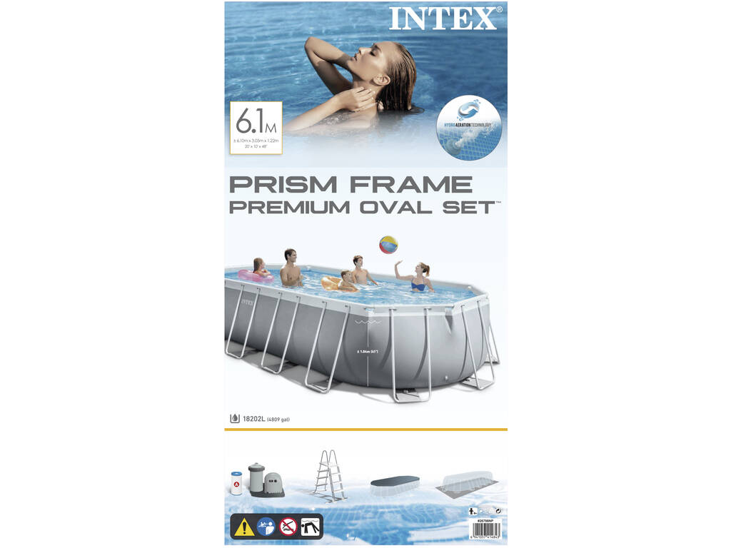Abnehmbarer Pool Prism Frame Oval 610x305x122 cm. Intex 26798