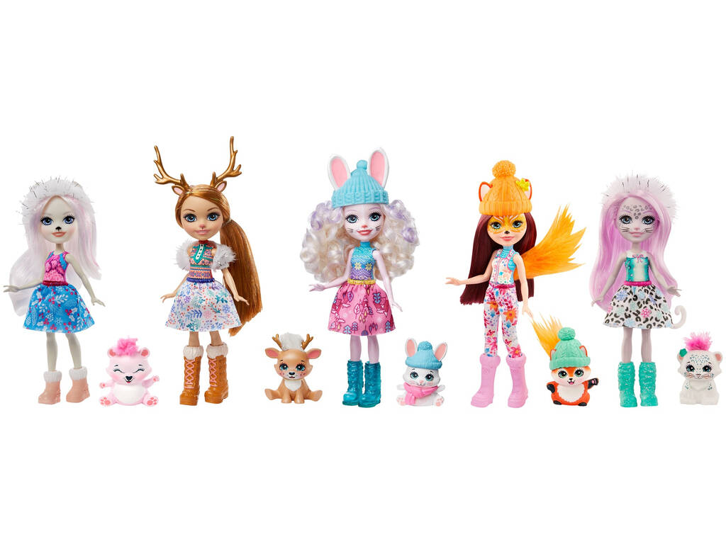 Enchantimals Pack 5 Poupées Collection d'Amies Dans La Neige Mattel GXB20