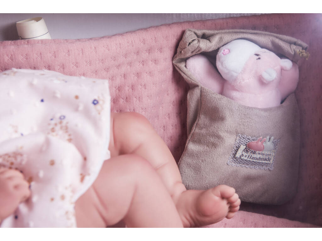 Bambola Reborn Esther 45 cm. con Coperta, Peluche e Borsa Multiuso Arias 98083