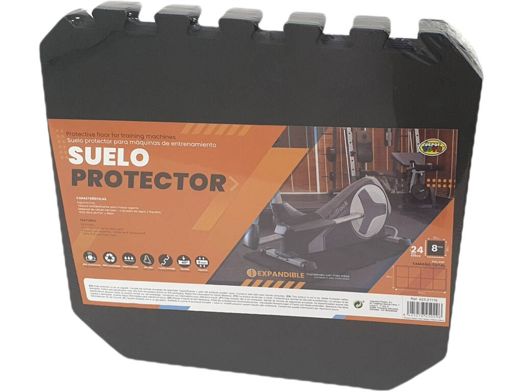 Set 8 Losas Suelo Protector 390x390x6 mm. Dureza 40°