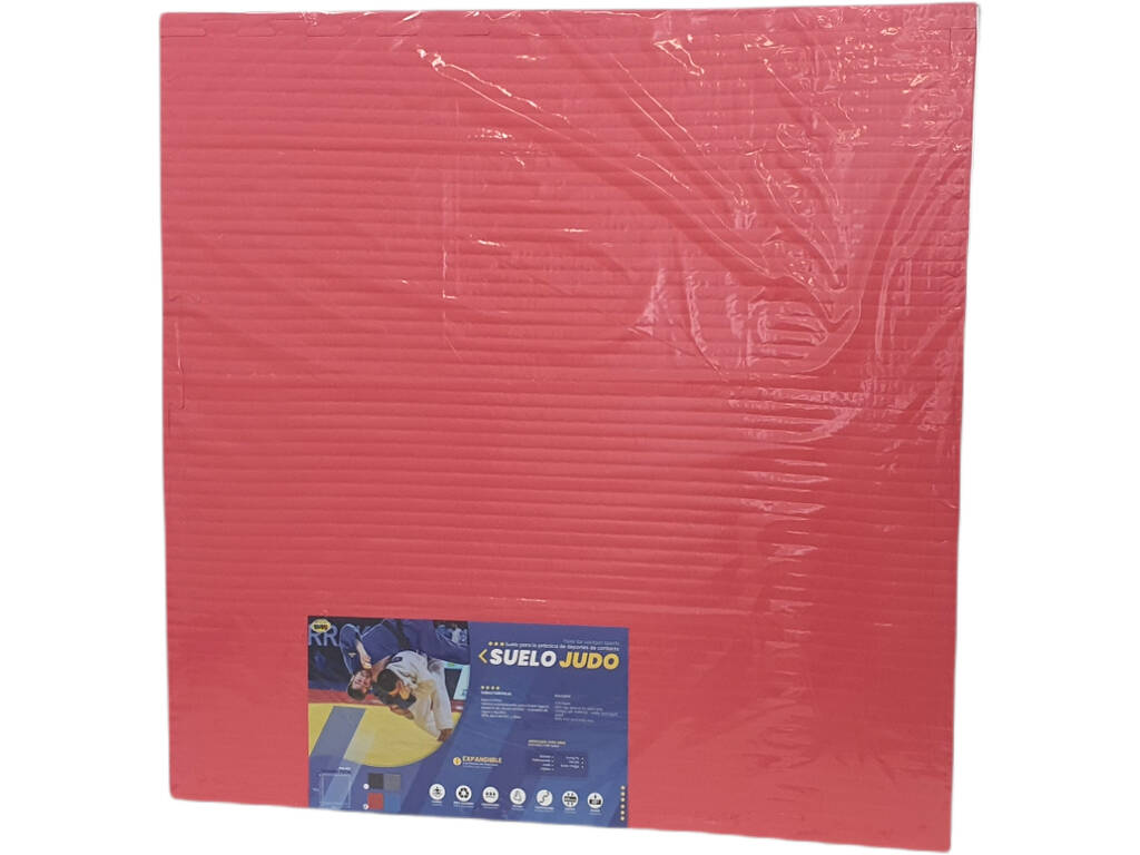 Judo-Bodenplatte 102x102x4 cm Rot Blau Härte 40°