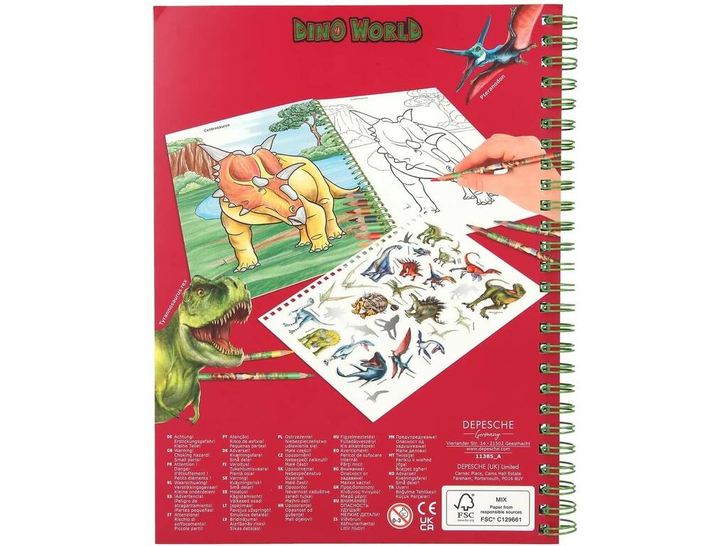 Dino World Libro da colorare con stampe Depesche 11385