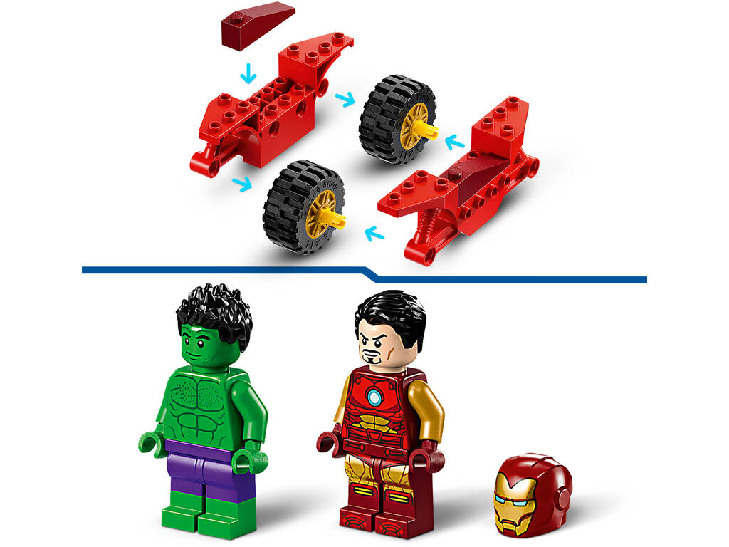 Lego Marvel Iron Man con moto e Hulk 76287