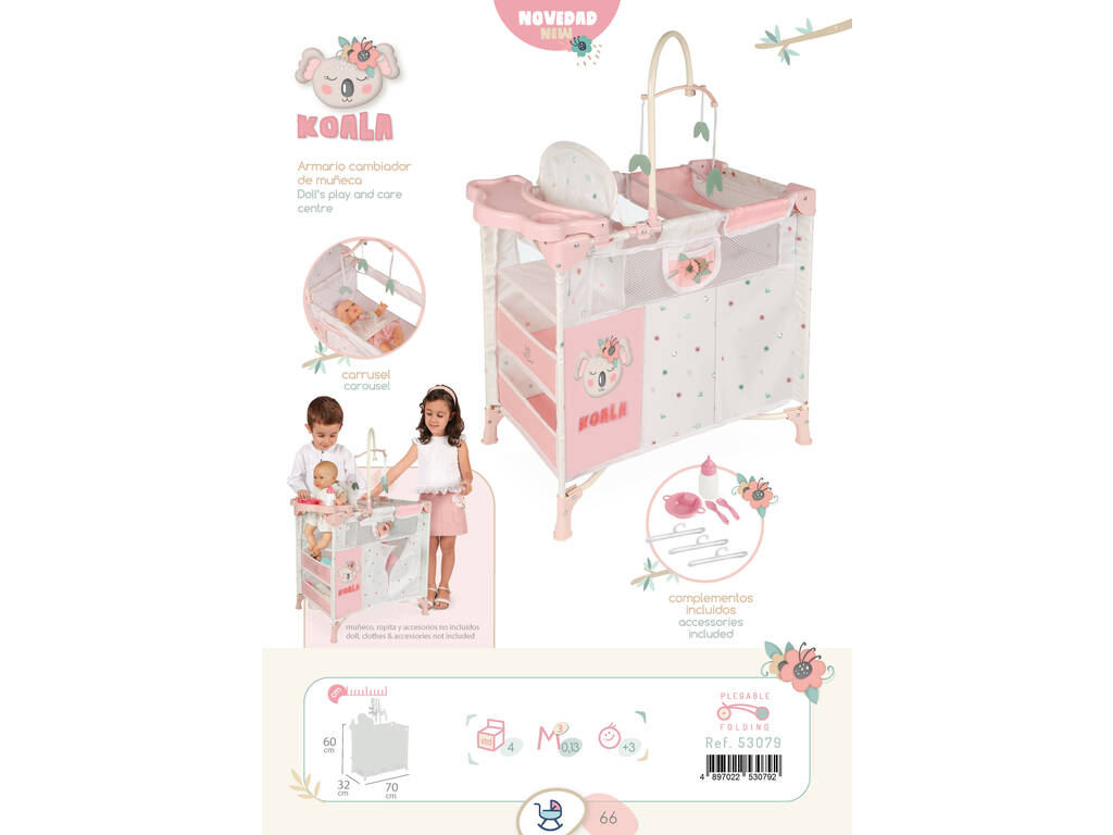 Armoire à langer pliable Koala avec accessoires DeCuevas 53079