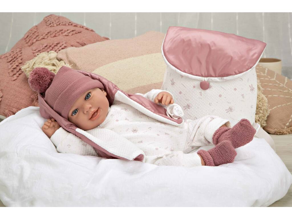 Muñeca Bebé Elegance Adi Rosa 45 cm. con Mochila Arias 65376