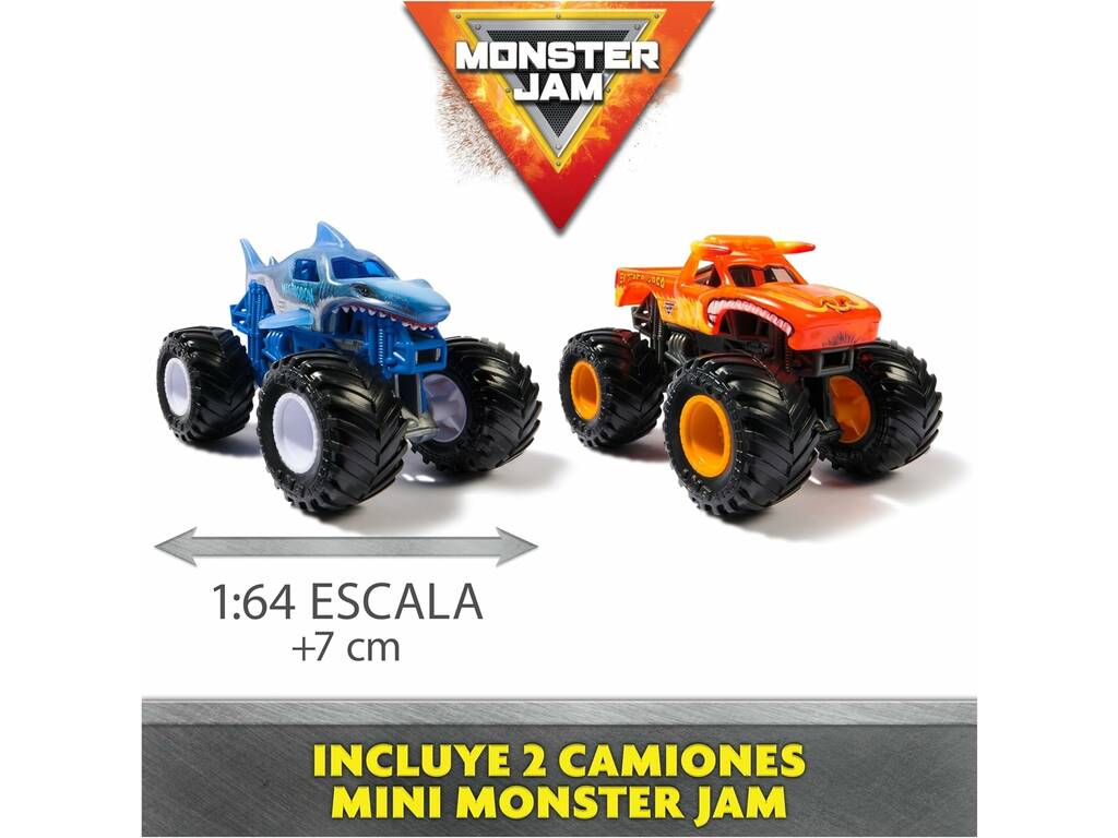 Monster Jam Supercharge Speedway con Megalodon y el Toro Loco