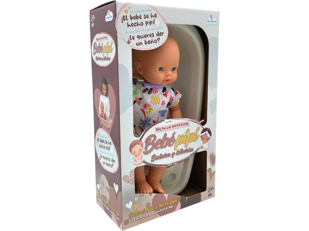 35 cm große Pipí Babypuppe mit Badewanne und Fläschchen