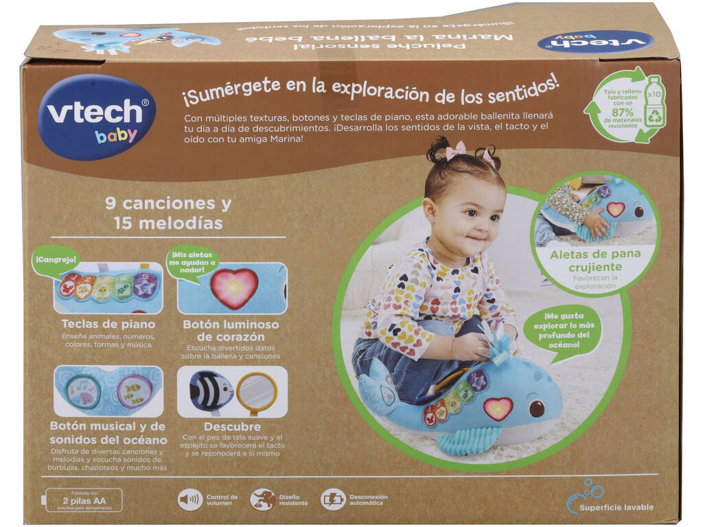 Peluche Sensoriale Marino la Balena Bebè Eco Vtech 80-562822