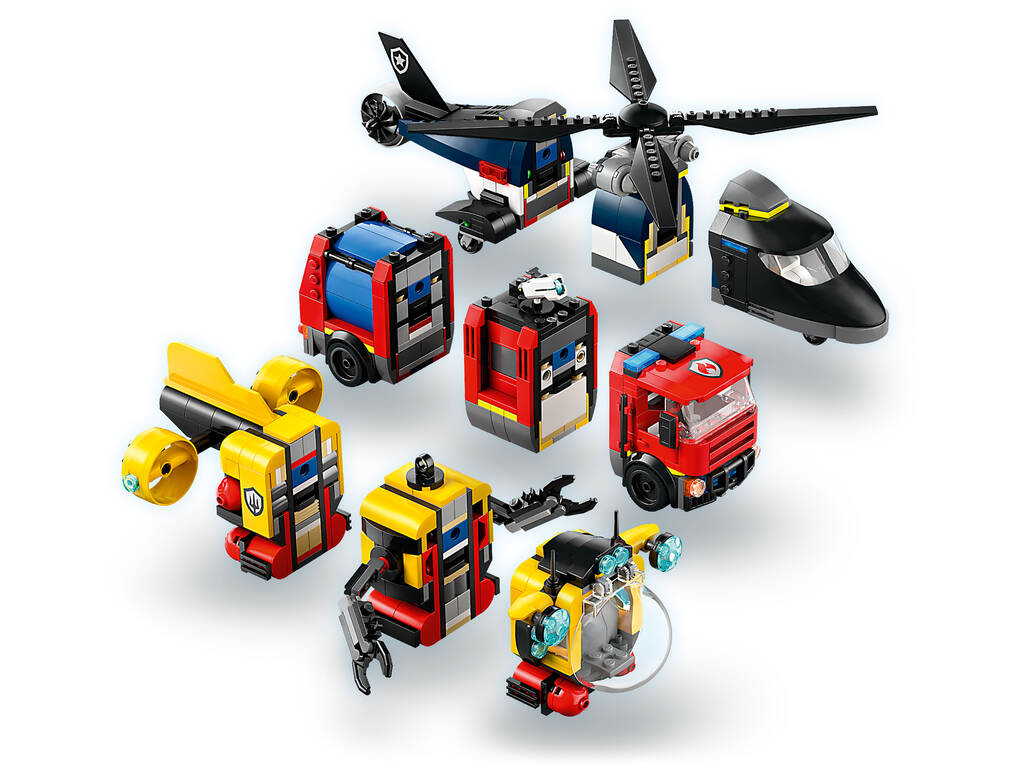 Lego City Remix: Helicóptero, Camión de Bomberos y Submarino