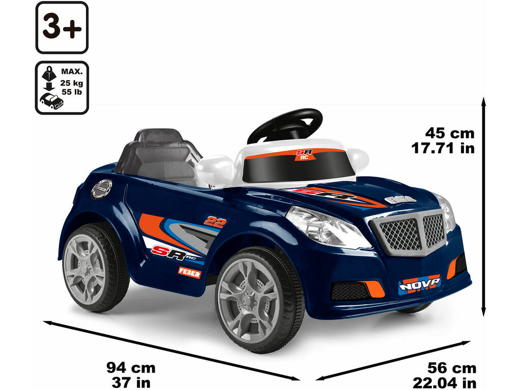 Carro Descapotável Twinkle Car Azul Escuro Radio Control a Bateria de 12V