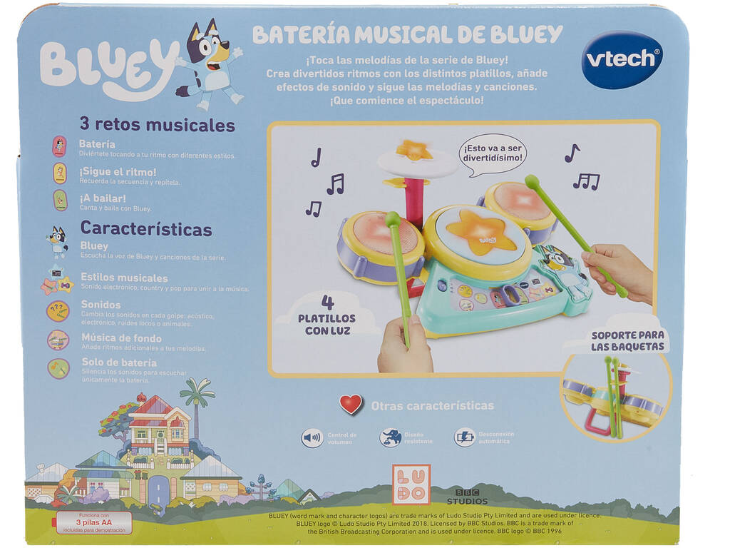 Bluey Batterie musicale Bluey avec 16 chansons et mélodies