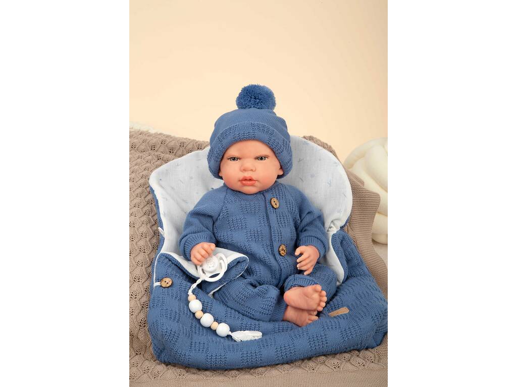 Poupée Reborn Alberto de 40 cm avec sac de couchage bleu