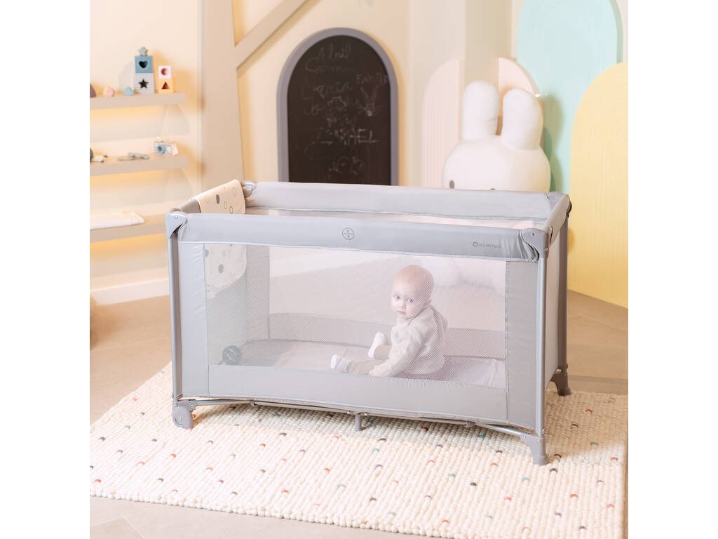 Lit de voyage basique gris clair 79 x 66 x 126 cm