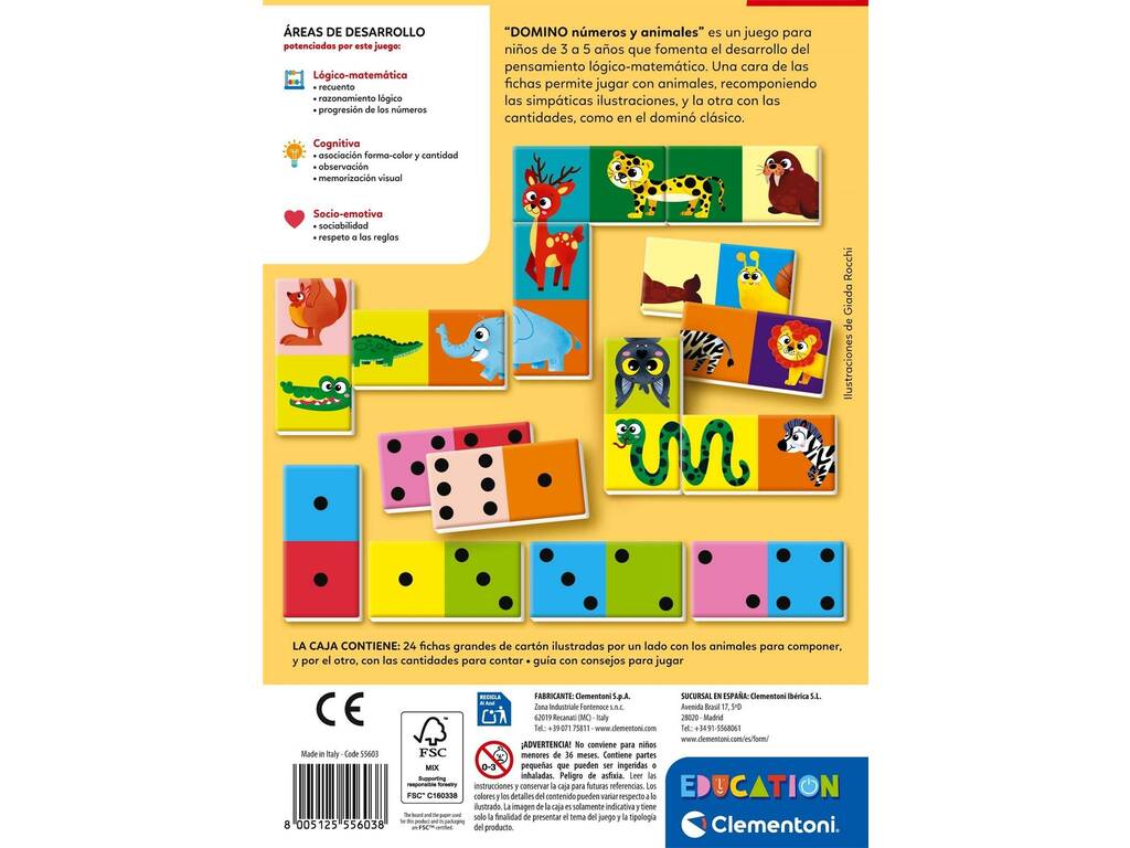 Éducation Domino Nombres et animaux