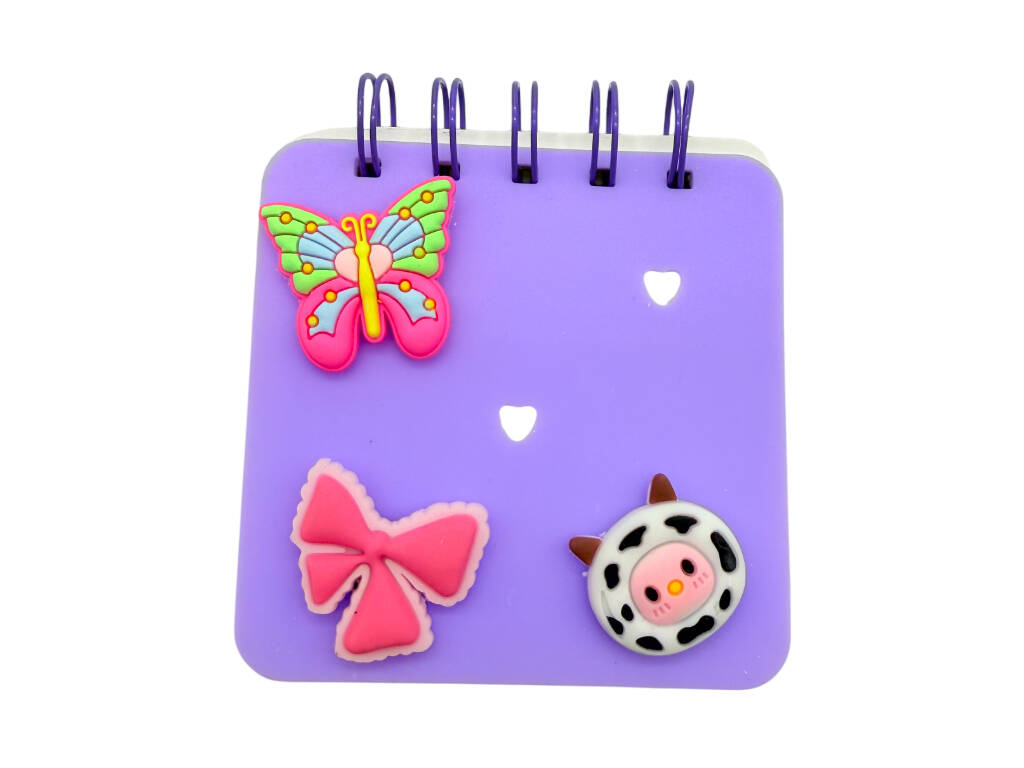 Carnet A7 violet perforé avec 50 pages et 3 épingles décoratives