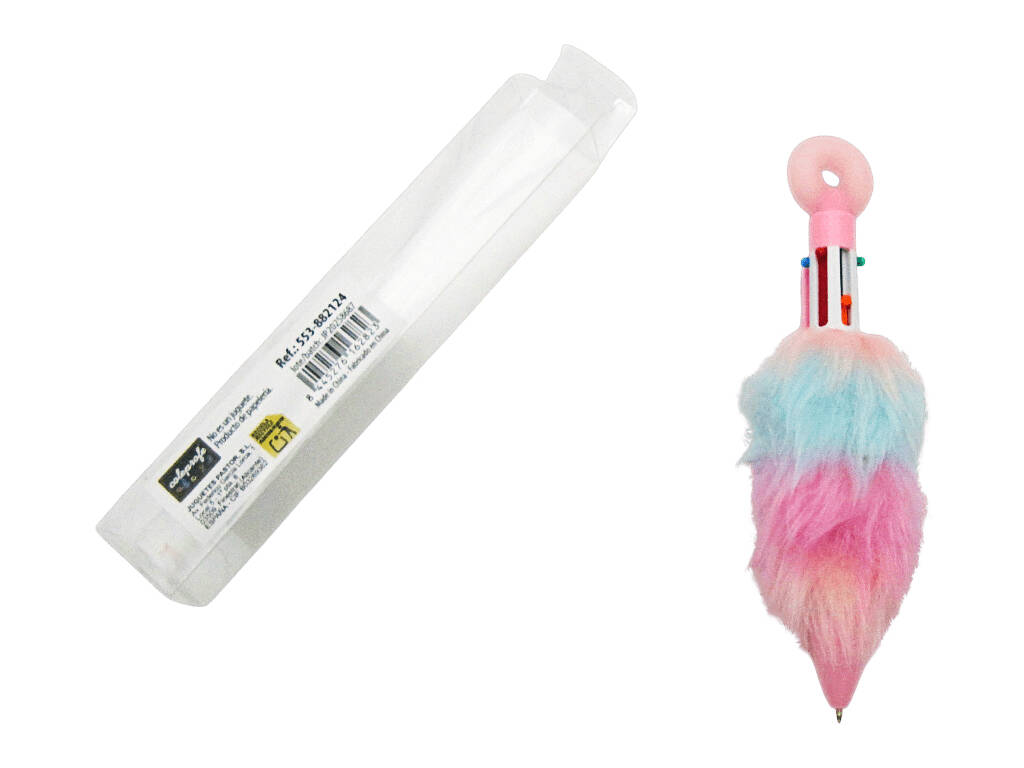 Stylo à bille 6 couleurs avec beignet et fourrure 16,5cm