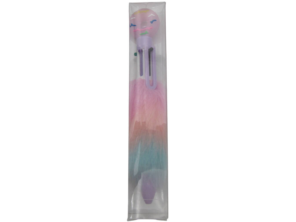 Stylo à bille 6 couleurs avec beignet et fourrure 16,5cm
