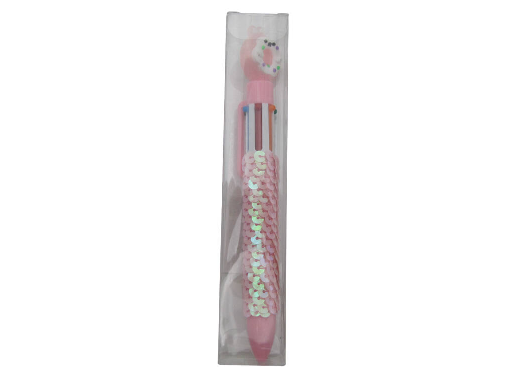 Stylo à bille 6 couleurs avec donut de 16,5 cm