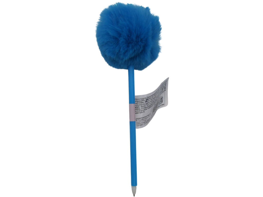 Stylo à bille noir avec pompon et couronne 22 cm