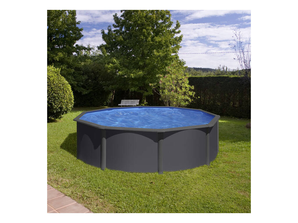 Piscine ronde aspect anthracite 350 x 120 cm Gre KIT350GY