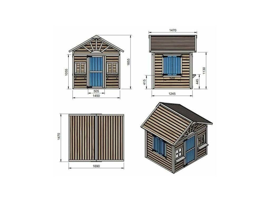 Maisonnette en bois Visby surélevée sur une plateforme de 60 cm, 225,5 x 200 x 209,5 cm Masgames MA806599X
