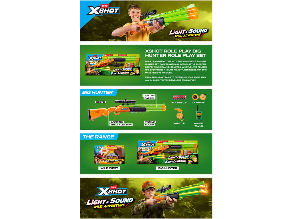 Zuru X-Shot Fusil Wild Adventure avec lumière et sons