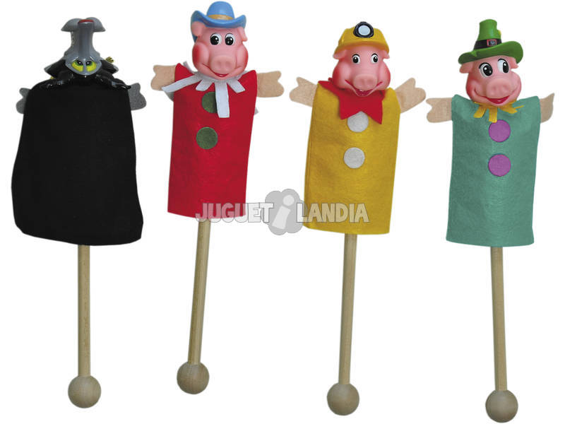 4 Marionetes com Bastão com 9 Cartões Marionetes 