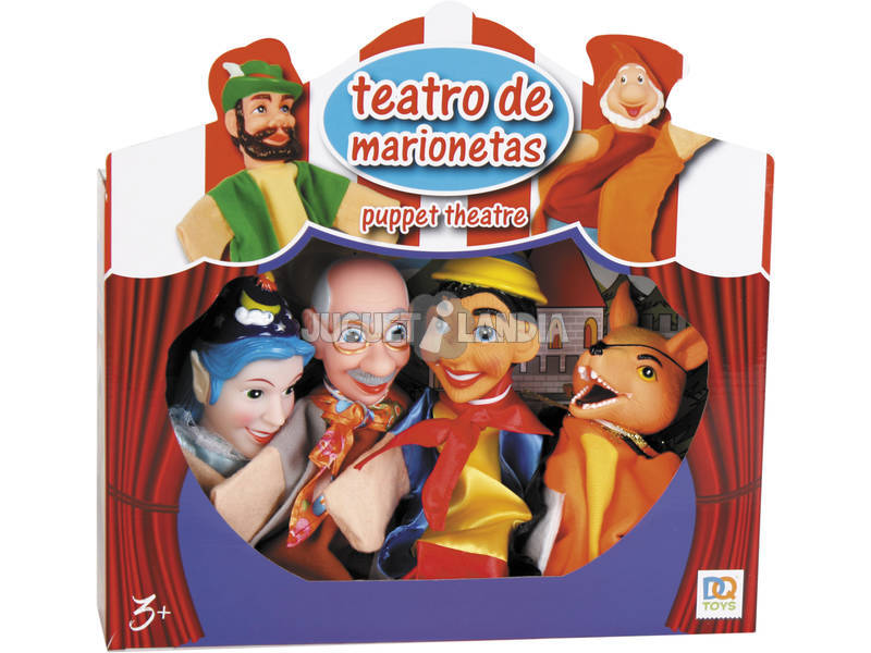 4 Marionette Con Teatrino Fiabe per Bambini